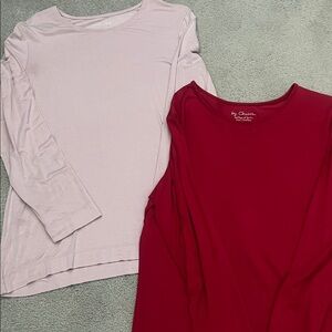 Chico's Long Sleeve Tops - Light Pink and Deep Red